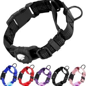 Dog Collar with AirTag Holder, Reflective Nylon, Quick Release Buckle (XL)